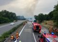 LKW Brand auf der A13 zwischen Großräschen und Bronkow, Foto: FFW Großräschen Nord