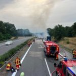 LKW Brand auf der A13 zwischen Großräschen und Bronkow, Foto: FFW Großräschen Nord