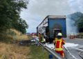 LKW Brand auf der A13 zwischen Großräschen und Bronkow, Foto: FFW Großräschen Nord