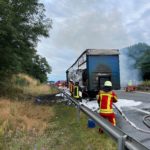 LKW Brand auf der A13 zwischen Großräschen und Bronkow, Foto: FFW Großräschen Nord