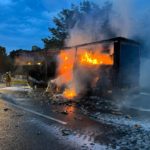 LKW Brand auf der A13 zwischen Großräschen und Bronkow, Foto: FFW Großräschen Nord