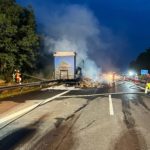 LKW Brand auf der A13 zwischen Großräschen und Bronkow, Foto: FFW Großräschen Nord