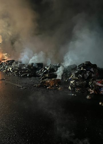 LKW Brand auf der A13 zwischen Großräschen und Bronkow, Foto: FFW Großräschen Nord
