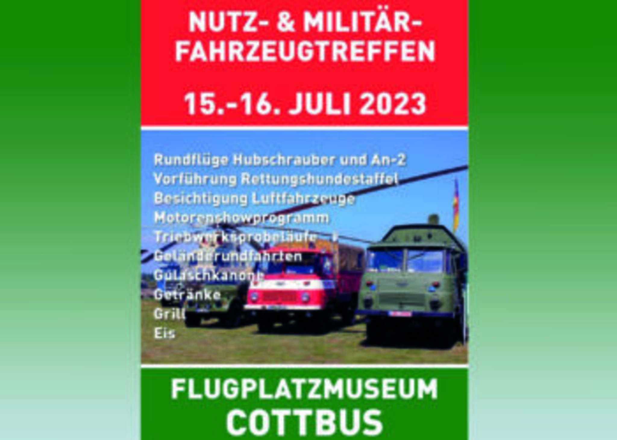 Flyer des Flugplatzmuseums Cottbus e.V.