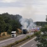 LKW Brand auf der A13 zwischen Großräschen und Bronkow, Foto: FFW Bronkow