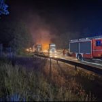 LKW Brand auf der A13 zwischen Großräschen und Bronkow, Foto: FFW Bronkow