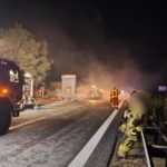 LKW Brand auf der A13 zwischen Großräschen und Bronkow, Foto: FFW Bronkow