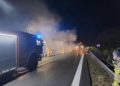 LKW Brand auf der A13 zwischen Großräschen und Bronkow, Foto: FFW Bronkow