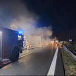 LKW Brand auf der A13 zwischen Großräschen und Bronkow, Foto: FFW Bronkow