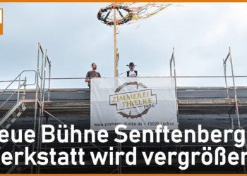 Richtfest gefeiert. Neue Bühne Senftenberg bekommt größere Werkstatt