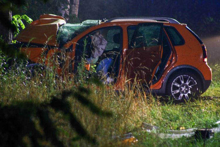 Tödlicher Verkehrsunfall zwischen Niemtsch und Peickwitz; Foto: Blaulichtreport Lausitz