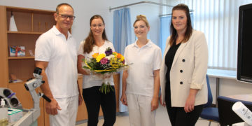 v.l.n.r.: Bernd Henning, Ärztlicher Leiter MVZ, Juliane Kirfe, Geschäftsführerin, Henriette Riedel, Fachärztin und Anne Pradel, Praxismanagerin. Foto: LSK/Gernot Schweitzer