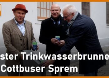 Erster öffentlicher Trinkbrunnen in Cottbuser Sprem in Betrieb genommen