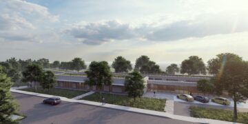 Visualisierung des Neubaus der Kita "Spatzennest / Stadt Großräschen / DÄHNE ARCHITEKTEN