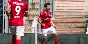 Bektas traf im August 2023 mit seinem ersten Ballkontakt der Partie zum damaligen 2:0-Endstand gegen Chemnitz. Bild: Christiane Weiland