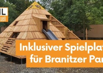 Neuer inklusiver Spielplatz im Branitzer Park kurz vor Fertigstellung