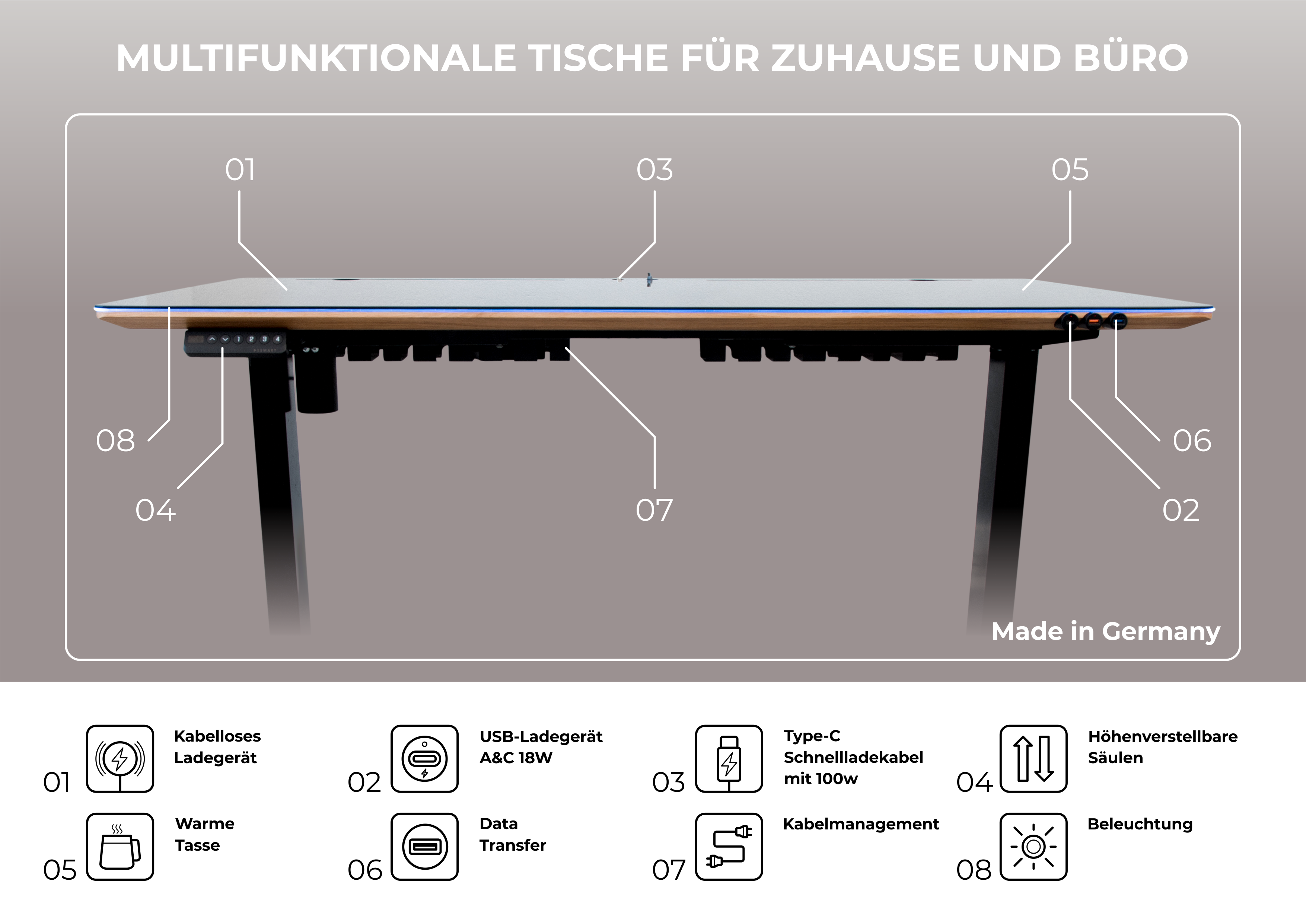 Deskler Schreibtisch individuell konfigurierbar