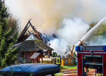 Feuerwehreinsatz in Burg: Gebäude auf Biberhof niedergebrannt