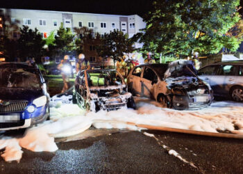 Insgesamt fünf Autos in Cottbus-Schmellwitz beschädigt und zerstört, Foto: Blaulichtreport Lausitz
