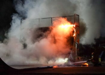 Brand der Skateranlage in Cottbus-Schmellwitz; Foto: Blaulichtreport Lausitz
