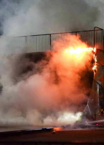 Brand der Skateranlage in Cottbus-Schmellwitz; Foto: Blaulichtreport Lausitz