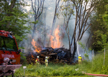 Holzstapelbrand in Cottbus-Madlow: Rauch legt A15 kurzzeitig lahm