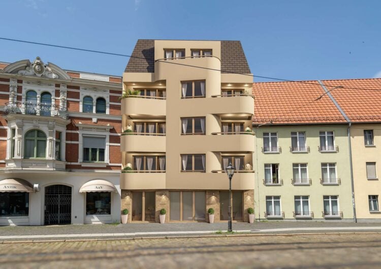 Perspektive auf den Neubau Sandower Straße 13 in Cottbus,; ISAHR Immobilien