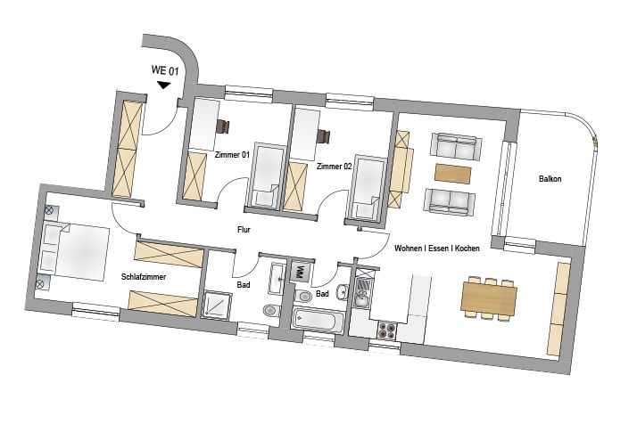 Erdgeschoss Grundriss, Sand13; ISAHR Immobilien
