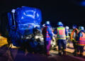 Verkehrsunfall auf der A13 zwischen Duben und Lübbenau; Foto: Blaulichtreport Lausitz