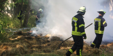 Strohballenbrand in Briesen: Foto: Blaulichtreport Lausitz