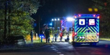 Auto in Cottbus-Saspow gegen Baum geprallt. Feuerwehr im Einsatz
