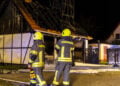 Brand des Gerätehauses der freiwilligen Feuerwehr Dürrehofe; Foto: Blaulichtreport Lausitz