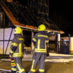 Brand des Gerätehauses der freiwilligen Feuerwehr Dürrehofe; Foto: Blaulichtreport Lausitz