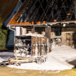 Brand des Gerätehauses der freiwilligen Feuerwehr Dürrehofe; Foto: Blaulichtreport Lausitz