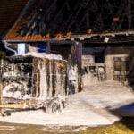 Brand des Gerätehauses der freiwilligen Feuerwehr Dürrehofe; Foto: Blaulichtreport Lausitz