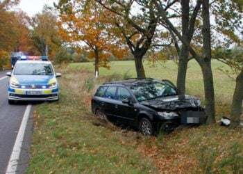 Auto gegen Baum geprallt: Zwei Verletzte bei Unfall nahe Gablenz