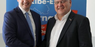 Norbert Kleinwächter (l.) und AfD-Kreisvorsitzender Volker Nothing (r.) / © Norbert Kleinwächter