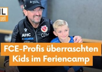 Fußballträume werden wahr. FCE-Profis überraschten Kids im Feriencamp