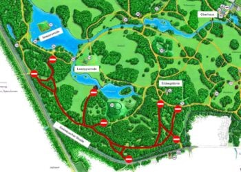 Vorsorgliche Wegesperrung im südwestlichen Branitzer Innenpark