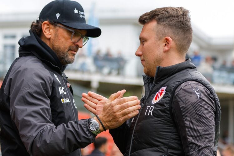 FC Energie Cottbus Trainergespann Pele Wollitz und Tobias Röder; Foto: Steve Seiffert