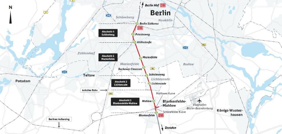 Streckennetz der Dresdener Bahn; Grafik: DB AG