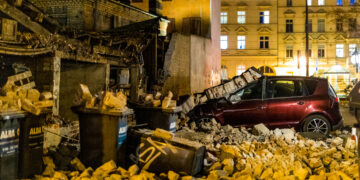 Gebäudeeinsturz am Brandenburger Hof in Cottbus; Foto: Blaulichtreport Lausitz