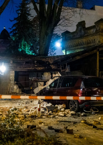 Gebäudeeinsturz am Brandenburger Hof in Cottbus; Foto: Blaulichtreport Lausitz