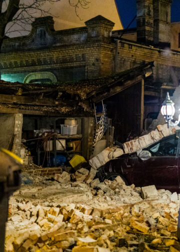 Gebäudeeinsturz am Brandenburger Hof in Cottbus; Foto: Blaulichtreport Lausitz