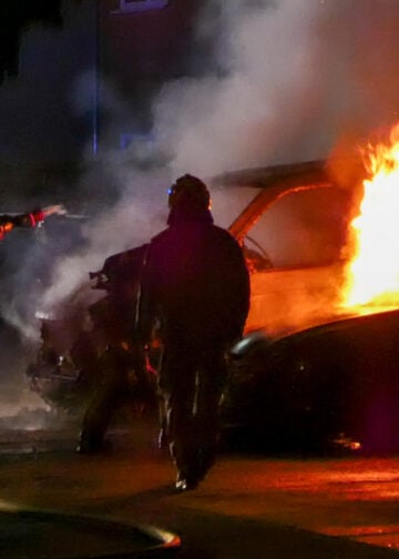 PKW Brand in Finsterwalde; Foto: Blaulichtreport Lausitz