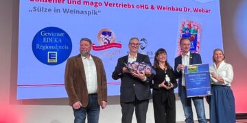 Golßener und Weingut Wobar für Sülze in Weinaspik von EDEKA Minden-Hannover ausgezeichnet; Foto: Golßener
