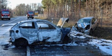 Unfall auf der L&0 zwischen Hörlitz und Senftenberg; Foto: Blaulichtreport Lausitz