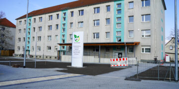 Außenansicht neuer Geschäftssitz der Villa Lebensbogen in der Juri-Gagarin-Straße 25 in Vetschau (Bild: WIS Wohnungsbaugesellschaft im Spreewald mbH)