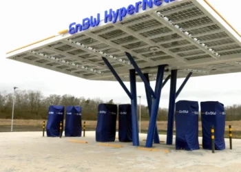 Demnächst in Betrieb: Die neue Ladestation von EnBW im Autohof Klettwitz (Bild: Gemeinde Schipkau)