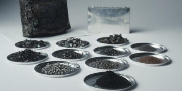 Einzelne Bestandteile des Materials aus dem mechanischen Recycling von gebrauchten Lithium-Ionen-Batterien (Foto: Anton Röntz)